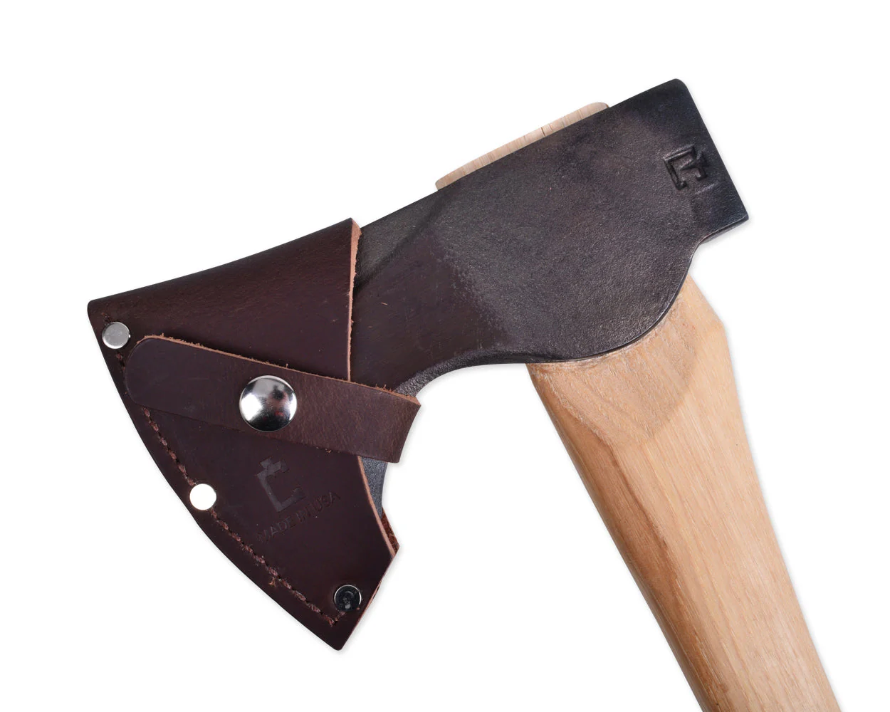 2lb Wood-Craft Pack Axe, 24″ Curved Handle with Leather Mask - Image 5