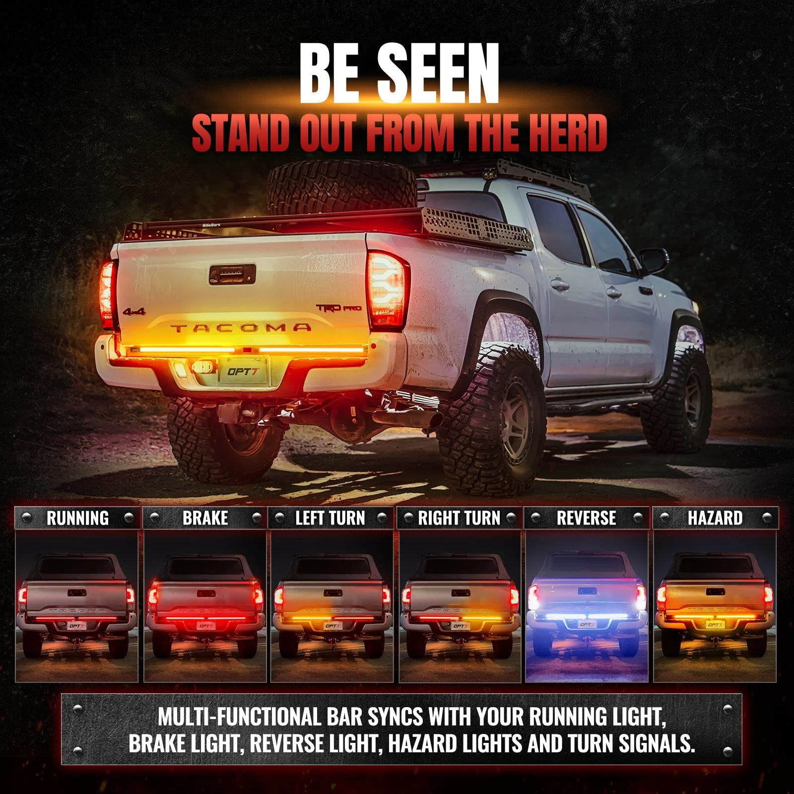 Redline Parlux Triple Row LED Tailgate Light Bar for Tacoma Bundle with 7 Pin to 4 Pin Trailer Extension Adapter Harness With Reverse Wire - Image 3