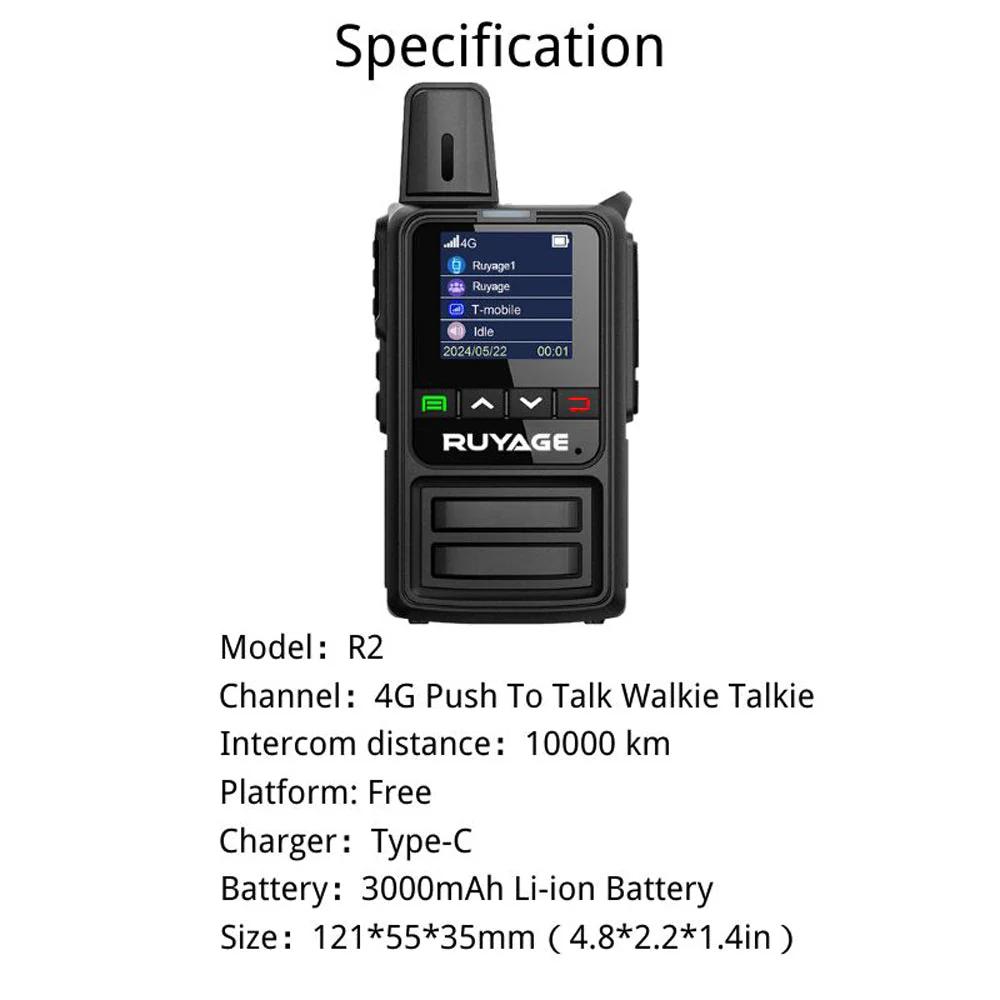 Ruyage R2 Nationwide Lte Two Way Radios Lifetime Free Unlimited Range Rechargeable Global 4g Poc,Portable Walkie Talkies Long Range for Adults Family Road Trip Truck Fleet 2 Pack - Image 3