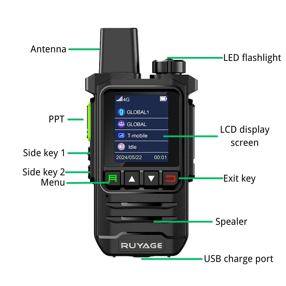Ruyage X20 Nationwide Lte Two Way Radios Lifetime Free Unlimited Range Rechargeable Global 4g Poc,Portable Walkie Talkies Long Range for Adults Family Road Trip Truck Fleet 2 Pack - Image 5