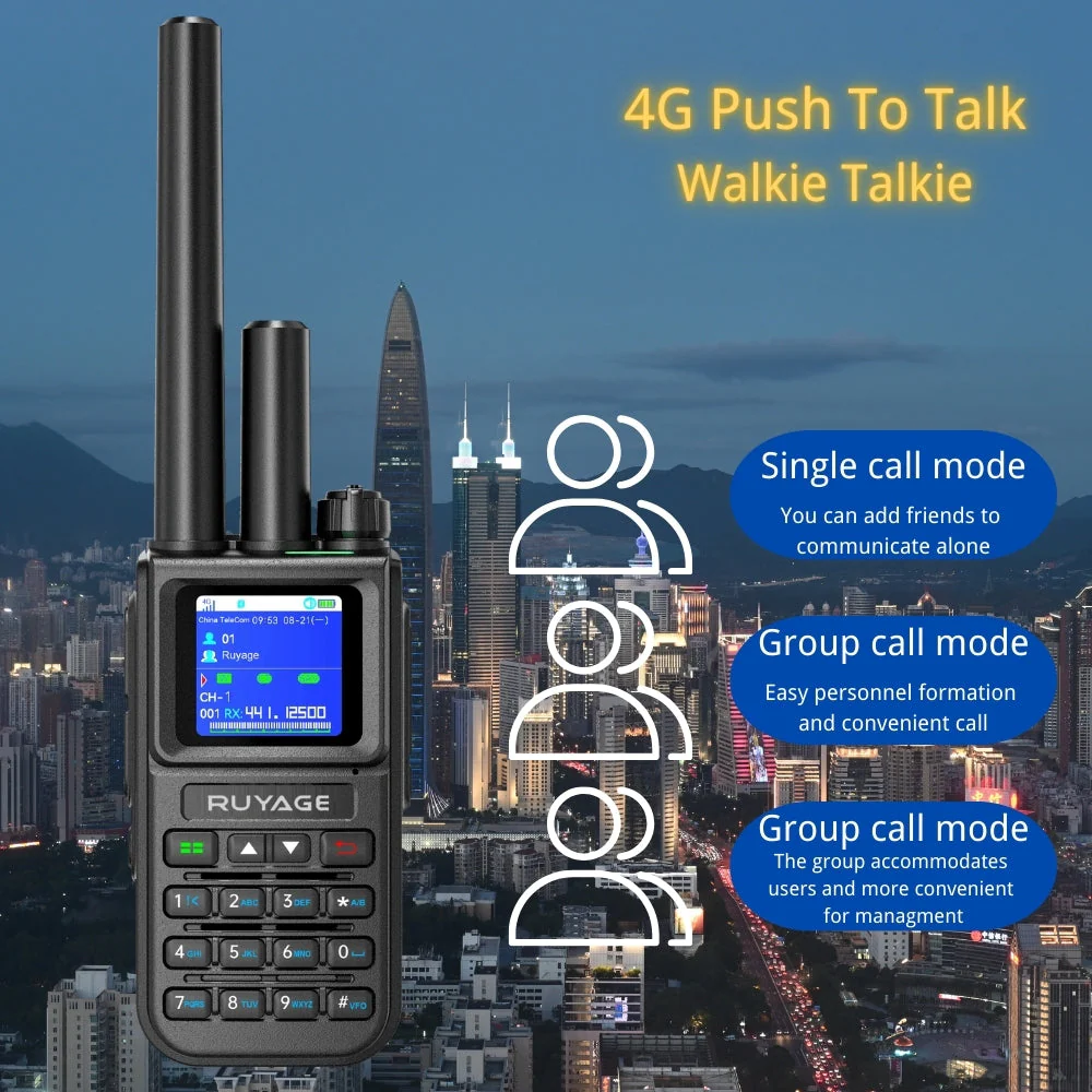 Ruyage X50 Nationwide Lifetime Free 4g+Uhf Walkie Talkies | Global Unlimited Range Dual Mode 2 Way Radios,Relay Function,3200mAh,Desktop Charger for Job Site with SIM Cards 2 Pack - Image 4