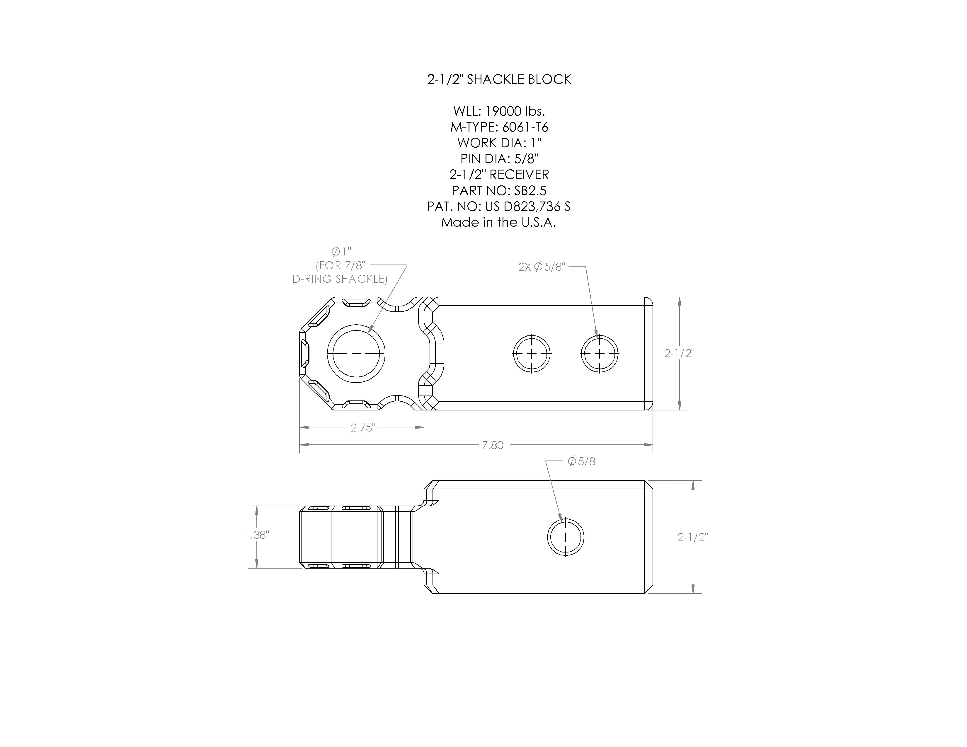 Shackle Block 2.5" Assembly - Grey - Image 5