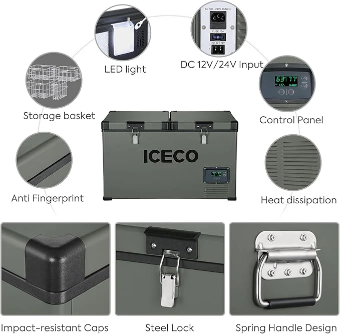 VL60 Dual Zone Metal Fridge Freezer with Cover | ICECO | 60LT - Image 5
