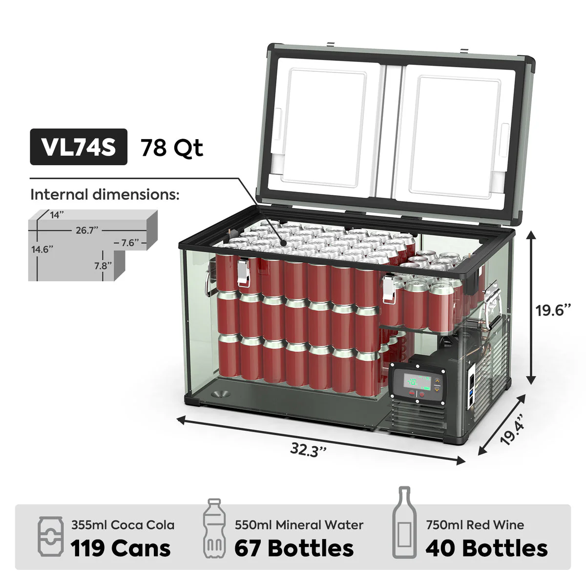VL74 Single Zone Portable Freezer 12v | ICECO | 74 LT - Image 4